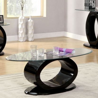 Furniture of America Lodia Contemporary Lacquer Tempered Glass Black Coffee Table Model CM4825BK-C