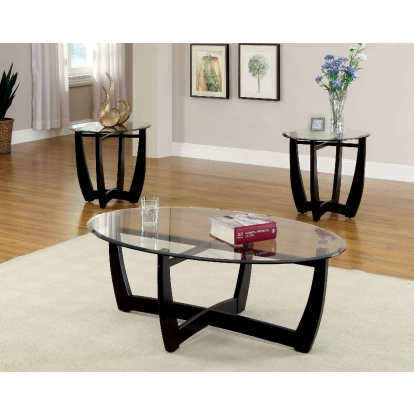 Dafni Black 3 Piece Table Set (1C -2E) Model CM4848-3PK by Furniture of America
