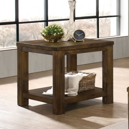 Furniture of America Spring Rustic Solid with Wood Antique Oak End Table Model CM4910E