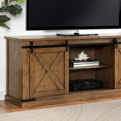 Furniture Of America Borrego Rustic Metal, Solid Wood, Others Dark Oak Tv Console | CM5018A-TV-72