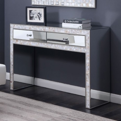 Furniture Of America Elior Contemporary Glass, Mother Of Pearl, Others Silver Dressing Table | CM535DT