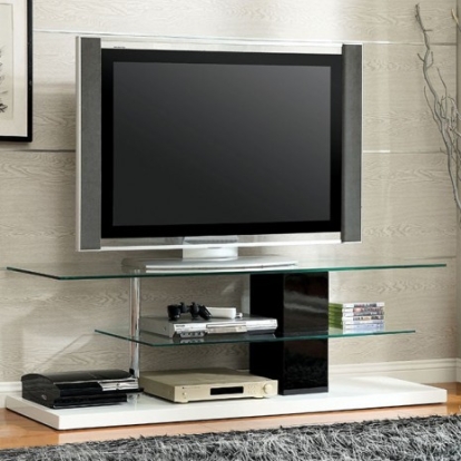 Furniture Of America Neapoli Contemporary Lacquer, Metal, Tempered Glass, Wood, Others Black/White Tv Console | CM5811TV-SET