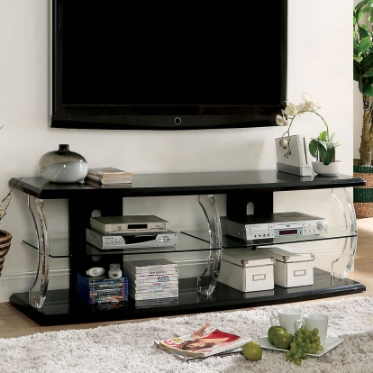 Ernst Black/Clear 60" TV Stand Model CM5901BK-TV-60 by Furniture of America