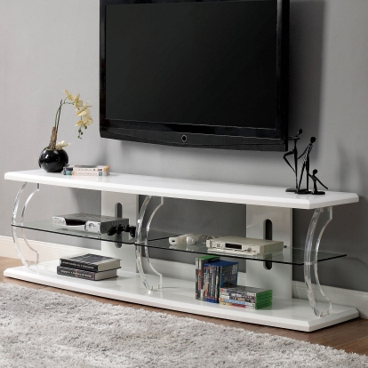 Ernst White/Clear 60" TV Stand Model CM5901WH-TV-60 by Furniture of America