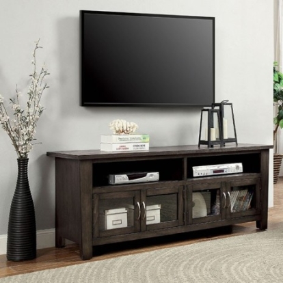 Furniture Of America Alma Transitional Glass, Solid Wood, Wood Veneer, Others Gray 60" Tv Stand | CM5903-TV-60