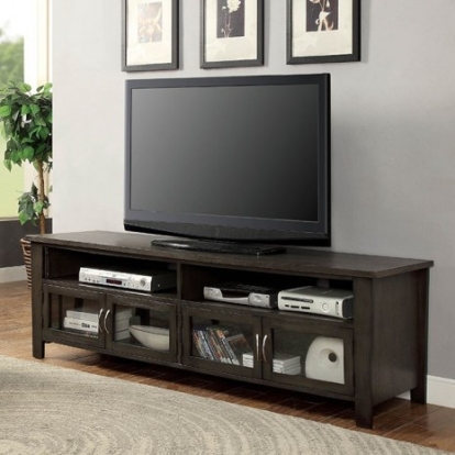 Furniture of America Alma Transitional Glass Solid with Wood Veneer Gray 72" Tv Stand Model CM5903-TV-72