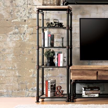 Kebbyll Antique Black/Natural Tone Pier Cabinet Model CM5913-PC by Furniture of America