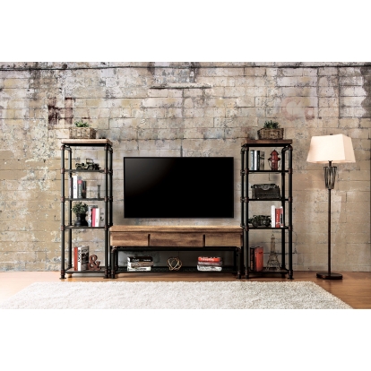Kebbyll Antique Black/Natural Tone 3 Piece Set (TV with 2 PC) Model CM5913-TV-3PC by Furniture of America