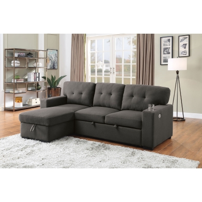 Sammy Dark Gray Sectional Model CM6069DG-SECT by Furniture of America