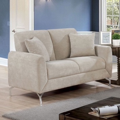 Furniture of America Lauritz Transitional Linen-Like Metal Solid with Wood Light Gray Loveseat Model CM6088LG-LV