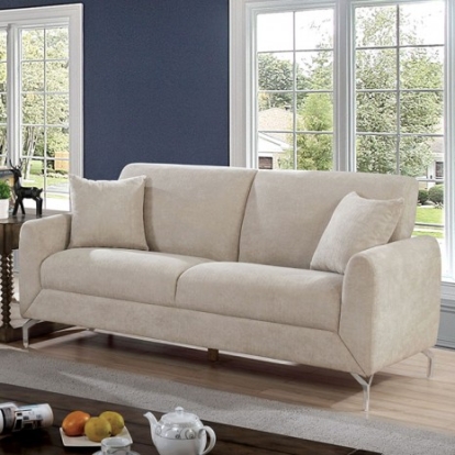 Furniture of America Lauritz Transitional Linen-Like Metal Solid with Wood Light Gray Sofa Model CM6088LG-SF