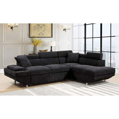 Foreman Black Sectional Model CM6124BK-SECT-VN by Furniture of America