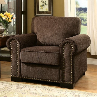 Furniture of America Rydel Transitional Chenille Brown Chair Model CM6127CH