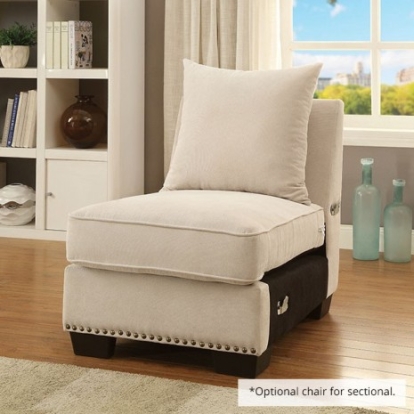 Furniture of America Skyler Transitional Fabric Solid with Wood Beige Chair Model CM6156-CH