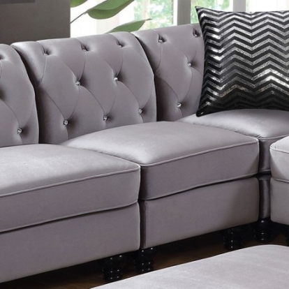 Furniture Of America Jolanda Traditional Flannelette Gray Left Armless Chair | CM6158GY-CHL