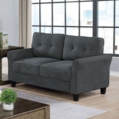 Furniture of America Alissa Transitional Fabric Solid with Wood Gray Loveseat Model CM6213GY-LV