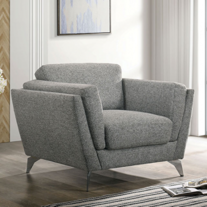 Furniture of America Adelene Mid-Century Modern Fabric Solid with Wood Gray Chair Model CM6214-CH