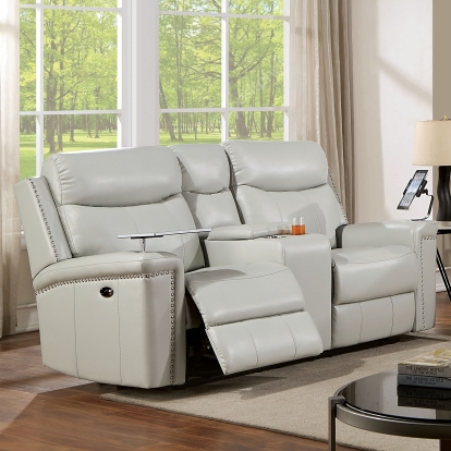 Florine Light Gray Power Loveseat Model CM6252LG-LV-PM by Furniture of America