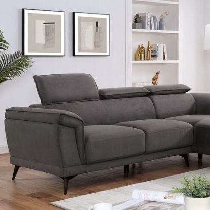 Furniture of America Napanee Contemporary Fabric Metal Solid with Wood Dark Gray Sectional Model CM6254GY-SECT