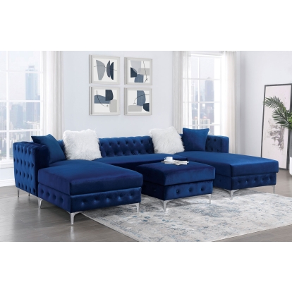 Ciabattoni Navy Sectional with Ottoman Model CM6256NV-SECT-OT by Furniture of America