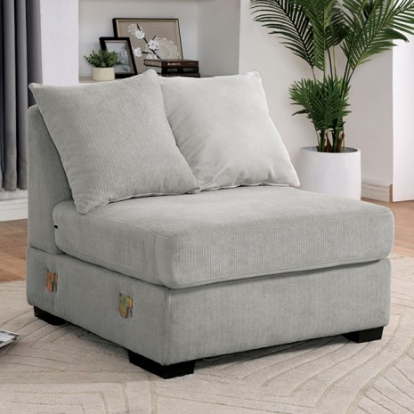 Furniture of America Leandra Contemporary Chenille Solid with Wood Light Gray Armless Chair Model CM6258LG-AC