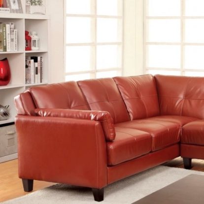 Furniture Of America Peever Contemporary Leatherette, Solid Wood, Others Mahogany Red Sectional | CM6268RD-SET