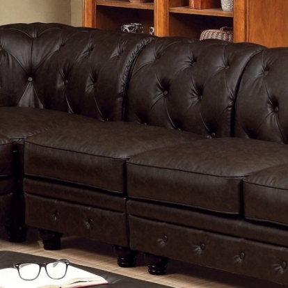Furniture of America Stanford Traditional Leatherette Brown Armless Chair Model CM6270BR-CH