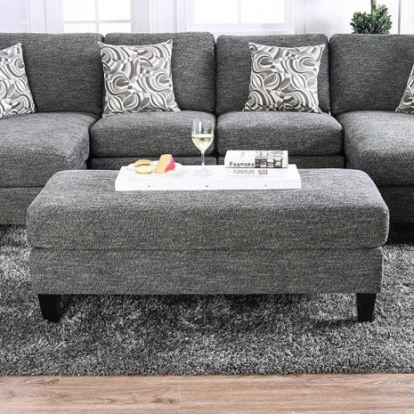 Furniture of America Lowry Transitional Chenille Solid with Wood Gray Ottoman ***Disabled 5-19 Model CM6363-OT