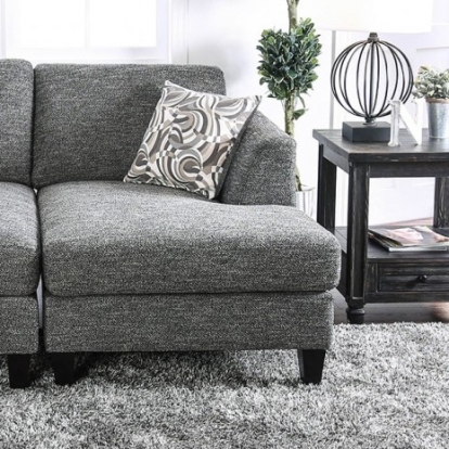 Furniture of America Lowry Transitional Chenille Solid with Wood Gray Right Chaise ***Disabled 5-19 Model CM6363-RCE