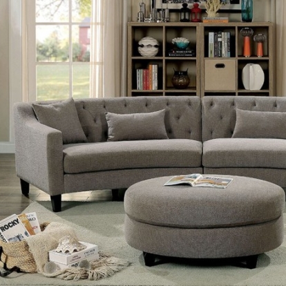 Furniture of America Sarin Transitional Chenille Solid with Wood Warm Gray Sectional Model CM6370-SECTIONAL