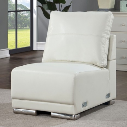 Furniture of America Althea Contemporary Breathable Leatherette Flannelette Metal White Armless Chair Model CM6410WH-AC