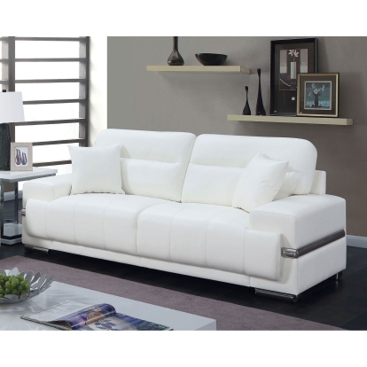 Zibak White/Chrome Sofa Model CM6411WH-SF by Furniture of America