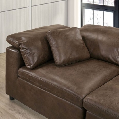 Furniture of America Tamera Contemporary Fabric-Like Vinyl Solid with Wood Brown Corner Chair Model CM6472-CNR