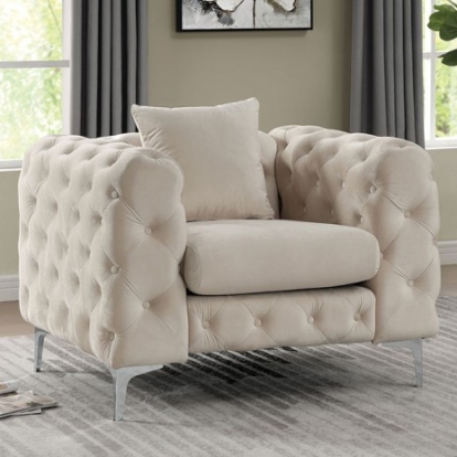 Furniture Of America Sapphira Contemporary Flannelette, Steel, Others Beige Chair | CM6498BG-CH-PK