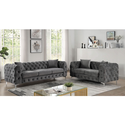Sapphira Dark Gray Sofa with Loveseat Model CM6498DG-2PC by Furniture of America