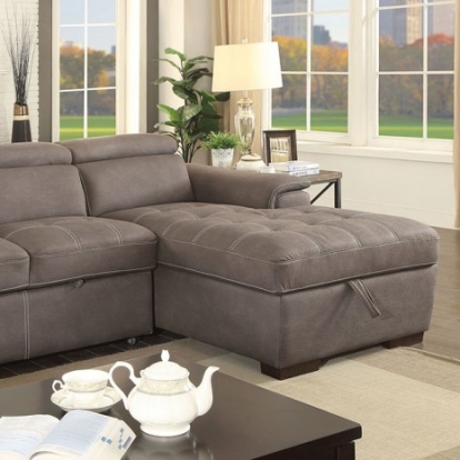 Furniture Of America Patty Contemporary Faux Nubuck, Solid Wood, Others Ash Brown Sectional | CM6514BR-SECT