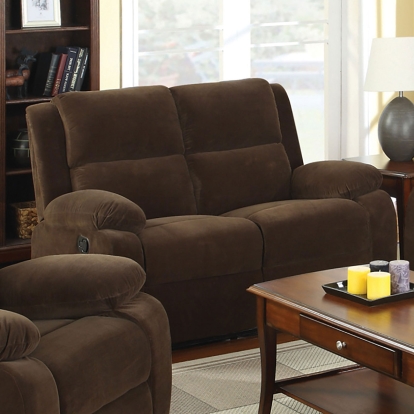 Haven Dark Brown Loveseat with 2 Recliners Model CM6554-L by Furniture of America