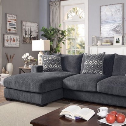 Furniture of America Kaylee Contemporary Black Gray L-Sectional with Left Chaise Model CM6587-SECT-L
