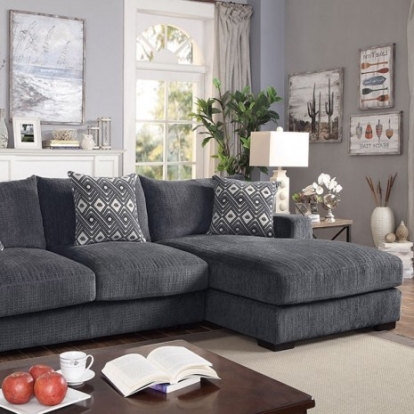 Furniture of America Kaylee Contemporary Black Gray L-Sectional with Right Chaise Model CM6587-SECT-L-R