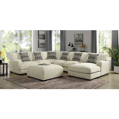 Kaylee Beige U-Shaped Sectional with Ottoman Model CM6587BG-SECT-OT by Furniture of America