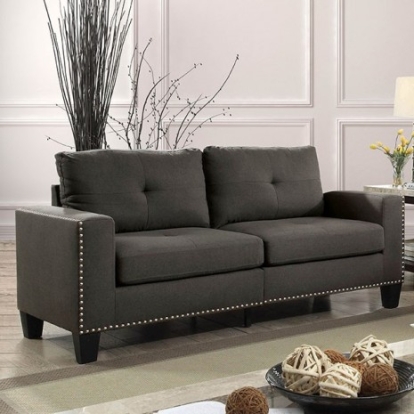 Furniture of America Attwell Transitional Linen-Like Solid with Wood Gray Sofa Model CM6594-SF-VN