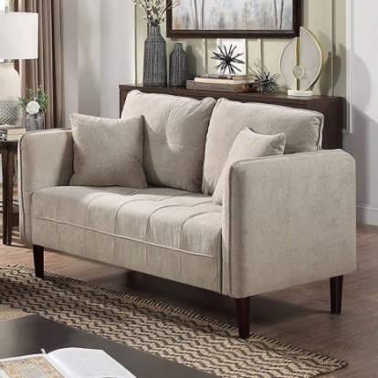 Furniture of America Lynda Contemporary Chenille Solid with Wood Light Gray Loveseat Model CM6736LG-LV