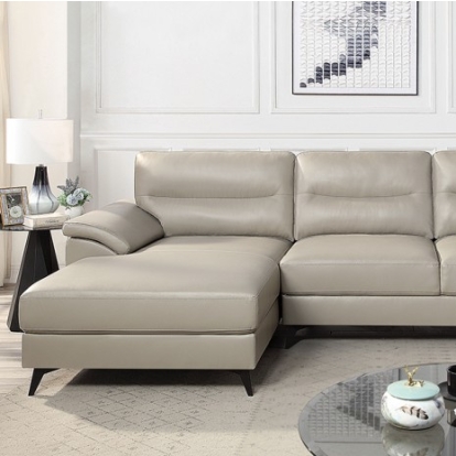 Furniture of America Mohlin Mid-Century Modern Leatherette Metal Solid with Wood Taupe Sectional Model CM6747TP-SECT