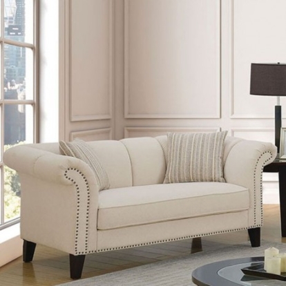 Furniture Of America Clarabelle Transitional Linen-Like, Solid Wood, Others Beige Love Seat | CM6777-LV