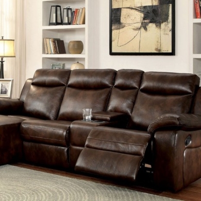 Furniture of America Hardy Transitional Leatherette Brown Sectional with Console Model CM6781BR-SECTIONAL