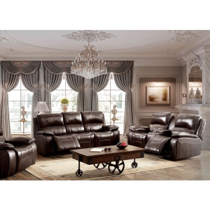 Ruth Brown Sofa with Love Seat with Chair Model CM6783BR-3PC by Furniture of America
