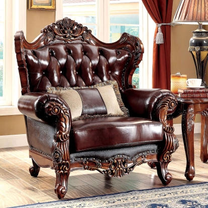 Jericho Brown/Dark Oak Chair with Pillow Model CM6786-CH-PK by Furniture of America