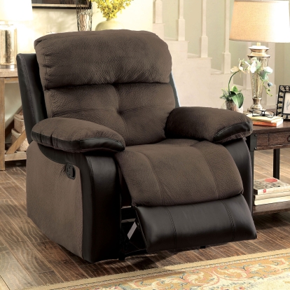 Hadley Brown/Black Recliner Model CM6870-CH by Furniture of America