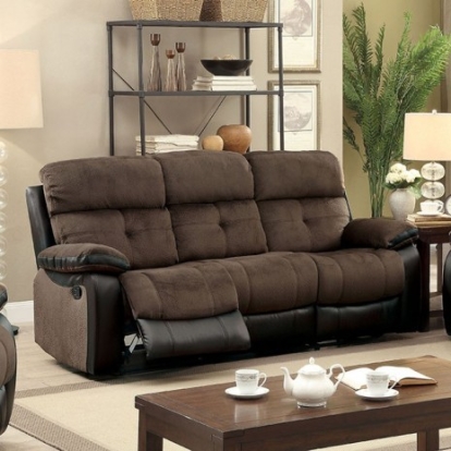 Furniture of America Hadley Transitional Champion Fabric Leatherette Solid with Wood Brown-Black Sofa Model CM6870-SF