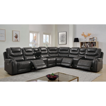 Mariah Gray Power Sectional with Power Recliner Model CM6895GY-SECT-AC by Furniture of America